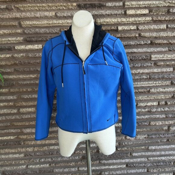 Nike Reversible Fleece Full Zip Athletic Fleece Jacket Blue Black Size Medium - Picture 12 of 13